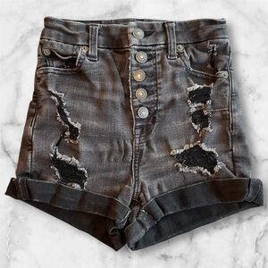 American Eagle Outfitters Black Distressed/Ripped Jean Shorts, Size 00